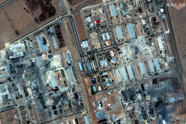 This handout satellite picture provided by Maxar Technologies and taken on June 22, 2025, shows damage after US strikes on the Isfahan nuclear enrichment facility in central Iran.