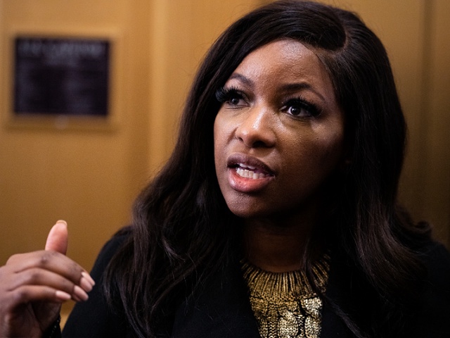 UNITED STATES - MARCH 6: Rep. Jasmine Crockett, D-Texas, talks with reporters in the U.S. Capitol after the last votes of the week on Thursday, March 6, 2025. (Tom Williams/CQ-Roll Call, Inc via Getty Images)