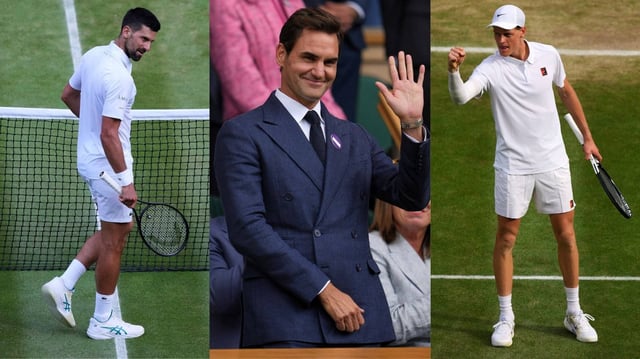 Roger Federer Novak Djokovic vs Jannik Sinner Wimbledon 2025 | Image: AP