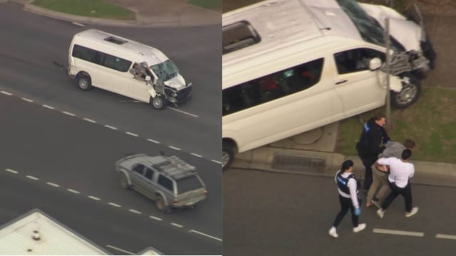 The man was arrested by local law enforcement and taken into custody after he jumped out the moving van.