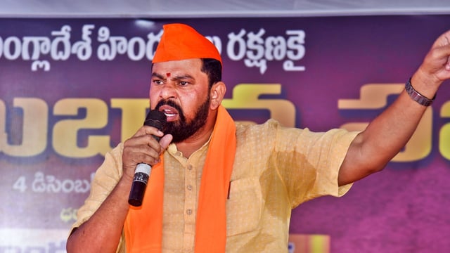 MLA T Raja Singh during a protest, in Hyderabad. Singh, on Monday, June 30, 2025 resigned from BJP.