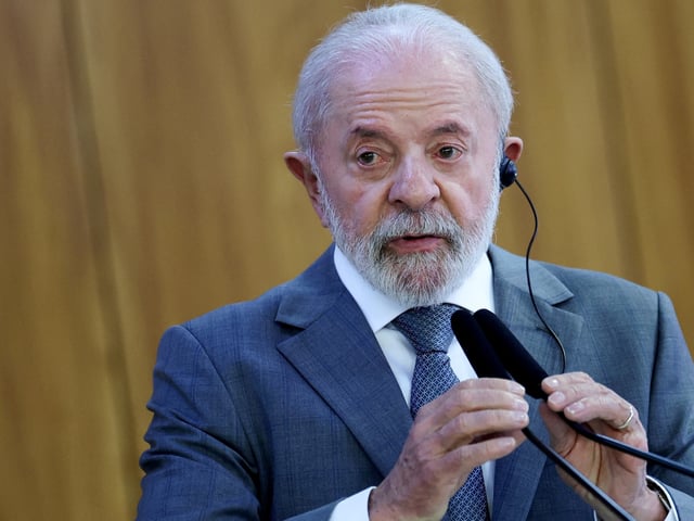 Brazil's President Luiz Inacio Lula da Silva speaks during a joint press statement with and Indonesia's President Prabowo Subianto (not pictured) at Planalto Palace in Brasilia, Brazil July 9, 2025. REUTERS/Adriano Machado