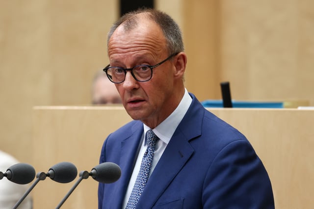 German Chancellor Friedrich Merz delivers the inaugural speech at the Bundesrat, the upper house of parliament, in Berlin, Germany, July 11, 2025. REUTERS/Nadja Wohlleben