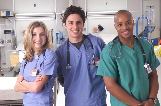 Sarah Chalke, Zach Braff and Donald Faison played the leading trio in "Scrubs."