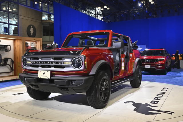 Photo by: NDZ/STAR MAX/IPx 2023 4/5/23 The Ford Bronco on display during the 2023 New York International Auto Show (NYIAS) at the Javits Center on April 5, 2023 in New York City.