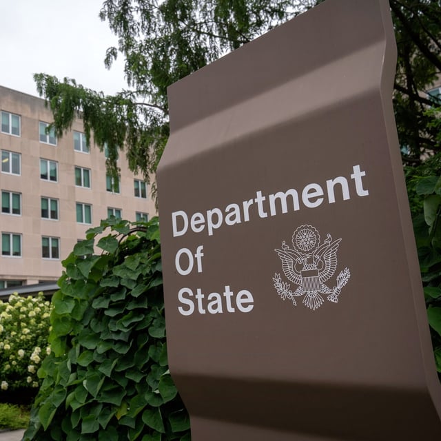 The headquarters of the Department of State is seen, June 27, 2025, in Washington. (AP Photo/Mark Schiefelbein)