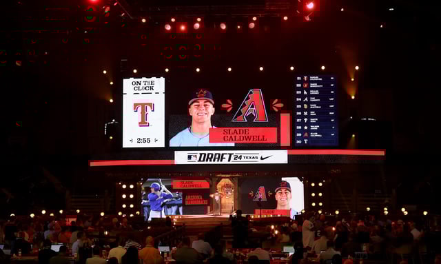 Slade Caldwell was drafted by the Arizona Diamondbacks with the 29th pick during the first round of the MLB Draft at Cowtown Coliseum in Fort Worth, Texas, on July 14, 2024. Just a year later, he's playing in the 2025 All-Star Futures Game.