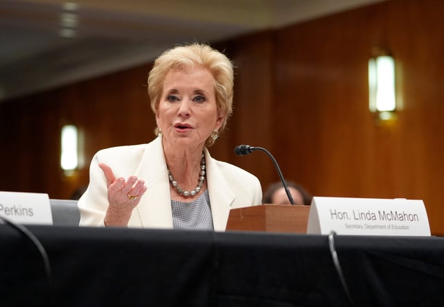 Education Secretary Linda McMahon testifies at a Senate hearing in Washington, DC, on June 3, 2025.