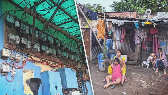 Electricity meters at Jai Hind Camp, residents of the cluster