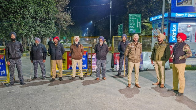 Representative photo | Security personnel stand guard outside Amritsar airport before arrival of Indians deported from the US 16 February | ANI