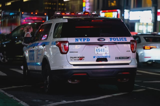 An NYPD vehicle is parked in Manhattan on July 7, 2025.