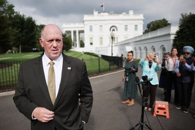Acting ICE director Tom Homan  with reporters outside the White House on July 10, 2025.