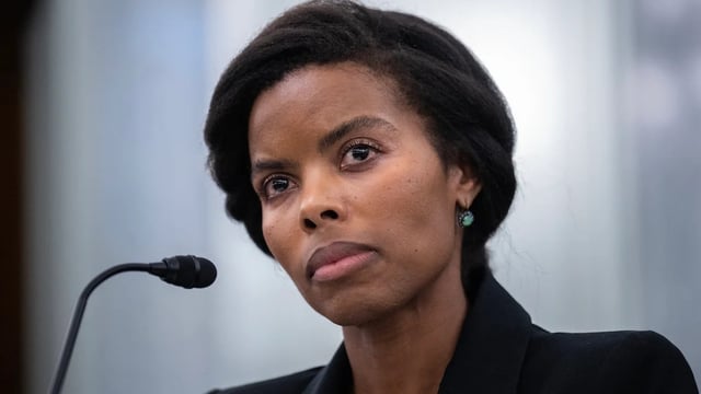 UNITED STATES - APRIL 9: Olivia Trusty, nominee to be a member of the Federal Communications Commission, testifies during her Senate Commerce, Science and Transportation Committee hearing in Russell building on Wednesday, April 9, 2025. (Tom Williams/CQ-Roll Call, Inc via Getty Images)