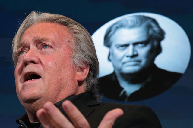 Steve Bannon speaks during the Semafor World Economy Summit 2025 at Conrad Washington on April 23, 2025, in Washington, DC.
