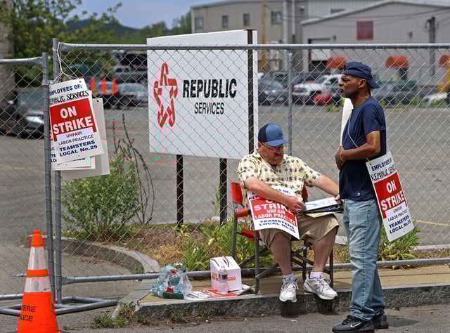More than 400 waste collection workers walked off the job after their contract with waste management company Republic Services expired on July 1, 2025.