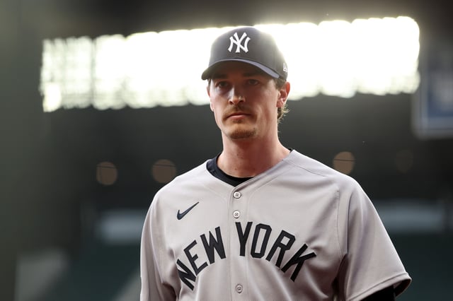 SEATTLE, WASHINGTON - MAY 13: Max Fried #54 of the New York Yankees looks on during the first inning Mariners at T-Mobile Park on May 13, 2025 in Seattle, Washington. (Photo by Steph Chambers/Getty Images)