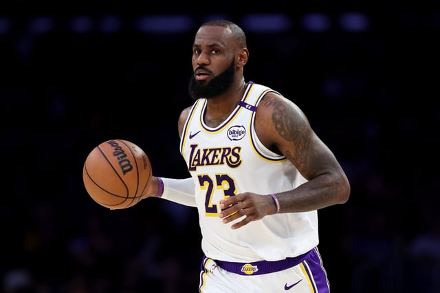 LeBron James #23 of the Los Angeles Lakers in action against the Chicago Bulls at Crypto.com Arena on March 22, 2025 in Los Angeles, California.