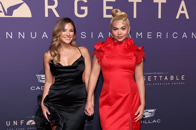 Becca Tilley and Hayley Kiyoko attend Unforgettable: The 22nd Annual Asian American Awards at The Beverly Hilton on Dec. 14, 2024, in Beverly Hills, California.