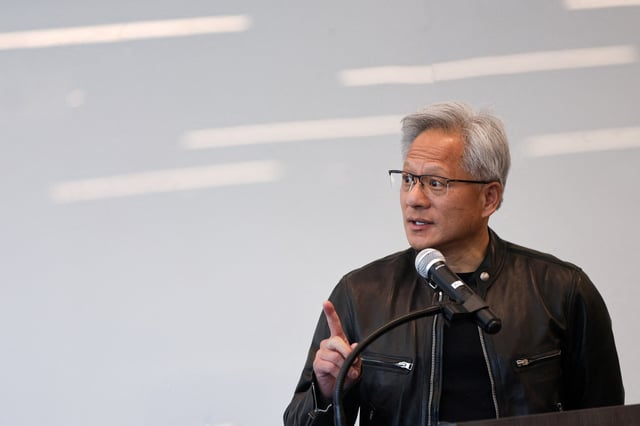 Nvidia CEO Jensen Huang speaks as he visits Lawrence Berkeley National Lab to announce a U.S. supercomputer to be powered by Nvidia's forthcoming Vera Rubin chips, in Berkeley, California, U.S., May 29, 2025.  REUTERS/Manuel Orbegozo/File Photo