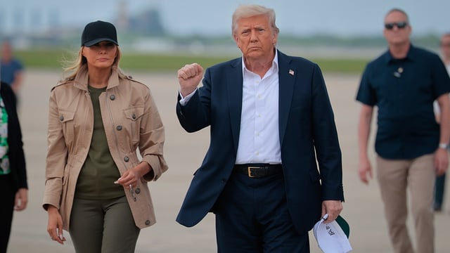 President Trump and his wife Melania arrive in San Antonio on Friday