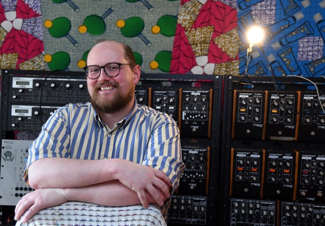 Dan Deacon, an electronic musical artist who has a new album, at his home in Baltimore.  January 21, 2020