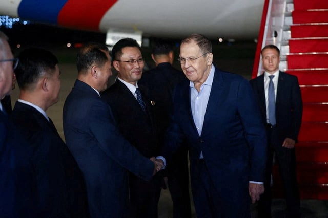 Russian Foreign Minister Sergei Lavrov arrives in Wonsan, in North Korea, July 11, 2025. Russian Foreign Ministry/Handout via REUTERS