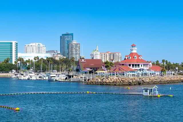 General view of Shoreline Village and the Long Beach Marina on October 24, 2022 in Long Beach, California.  (Photo by AaronP/Bauer-Griffin/GC Images)

