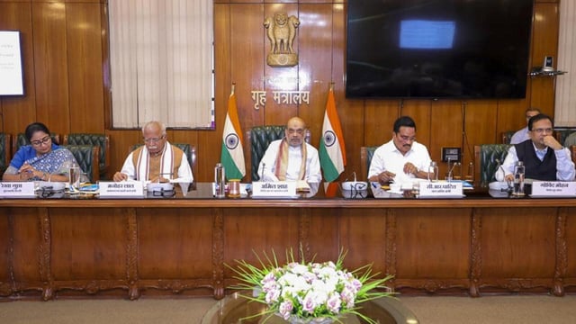 Amit Shah during a high level review meeting on Yamuna rejuvenation in New Delhi. (PIB)