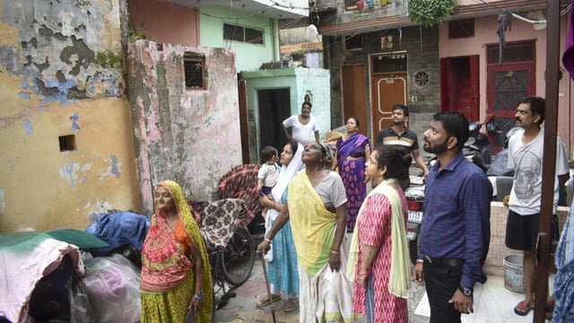 MeerutrResidents came out of their houses as an earthquake hit Delhi-NCR and surrounding areas on Thursday. (PTI)