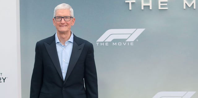 3BK10WB New York, New York, USA. 16 June 2025. Tim Cook attends the ?F1 The Movie? premiere in Times Square in New York. Credit: Greg Allen/Alamy Live News.
