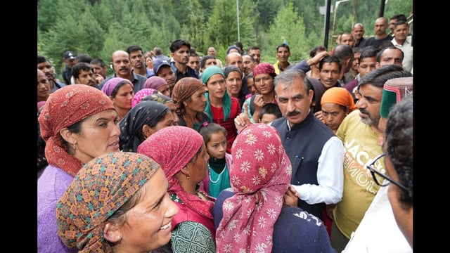 During his three-day visit, Himachal Pradesh chief minister Sukhvinder Singh Sukhu visited various areas of Seraj and Nachan assembly constituencies, and took stock of the damage caused due to heavy rains and cloudburst (HT)
