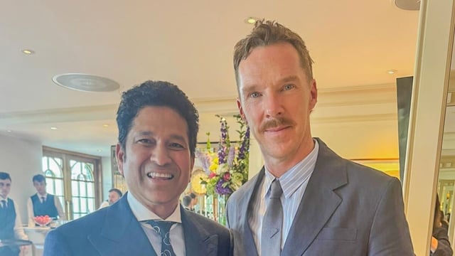 Sachin Tendulkar with Benedict Cumberbatch