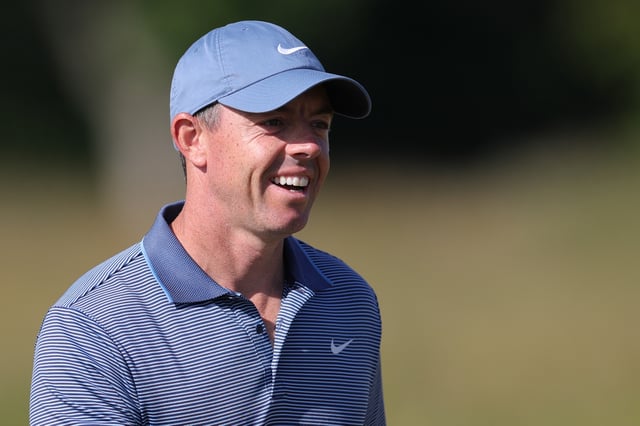 NORTH BERWICK, SCOTLAND - JULY 11: Rory McIlroy of Northern Ireland reacts on the 11th hole on day two of the Genesis Scottish Open 2025 at The Renaissance Club on July 11, 2025 in North Berwick, Scotland.