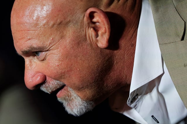 WWE wrestling hall of famer and former Georgia Bulldogs defensive tackle Bill Goldberg talks during the Florida-Georgia Hall of Fame Induction Ceremony and Luncheon on Nov. 1, 2024 at EverBank Stadium in Jacksonville.