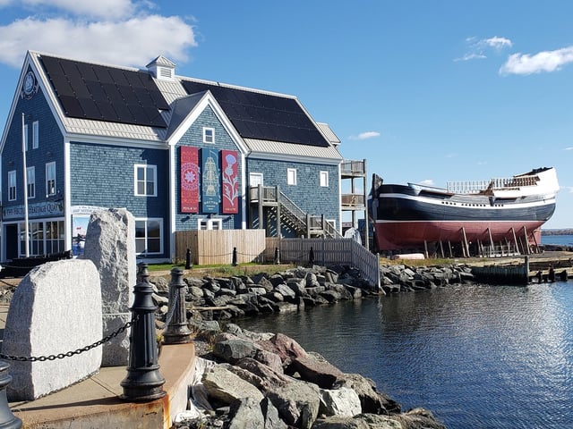The replica sailing ship Hector is pictured next to the Hector Heritage Quay in Pictou, N.S. in this undated handout photo. The vessel, a replica of the ship that brought Scottish immigrants to Nova Scotia in 1773, is set for relaunch in Pictou harbour on Saturday, July 12, 2025, after an extensive rebuild project. THE CANADIAN PRESS/Handout - Ship Hector Society (Mandatory Credit)