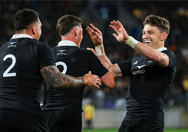 Beauden Barrett (right) says the All Blacks remain wary of a France squad packed with young talent