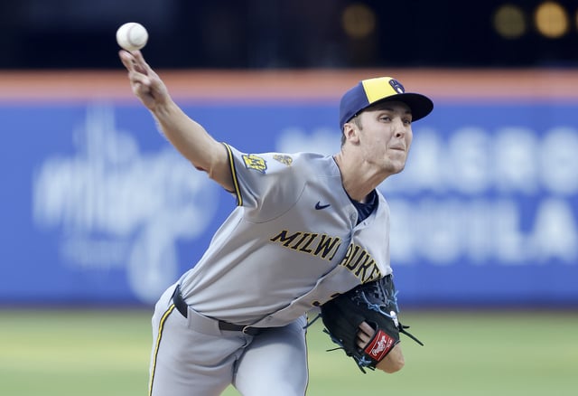 NEW YORK, NEW YORK – JULY 02: (NEW YORK DAILIES OUT)  Jacob Misiorowski #32 of the Milwaukee Brewers in action against the New York Mets at Citi Field on July 02, 2025 in New York City. The Mets defeated the Brewers 7-3. (Photo by Jim McIsaac/Getty Images)

