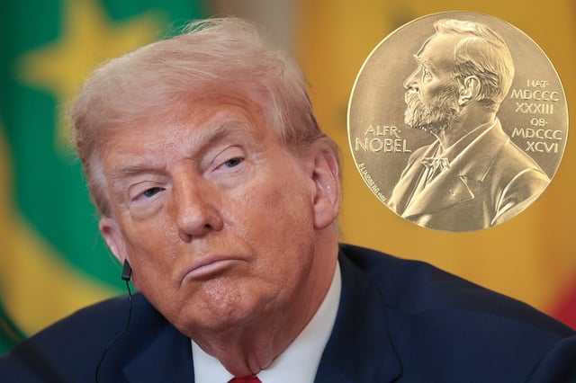 President Trump feels he deserves a Nobel Peace Prize (inset). (Photo by Win McNamee/Getty Images) (Shutterstock)