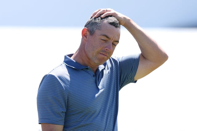Rory McIlroy of Northern Ireland reacts on the 18th green on day two of the Genesis Scottish Open 2025 at The Renaissance Club on July 11, 2025 in North Berwick, Scotland.
