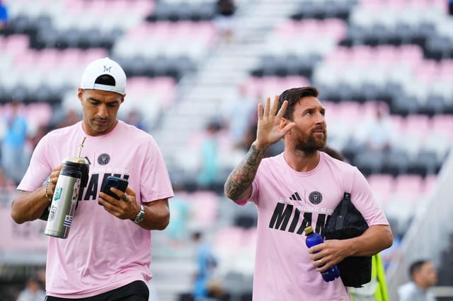 Lionel Messi, con Luis Suárez y el mate, en la antesala del choque entre Inter Miami y Nashville