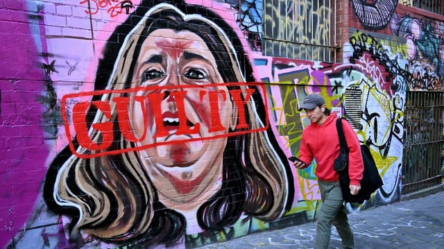 Jarrod Grech’s mural of Erin Patterson in Melbourne has been updated since she was convicted of killing her lunch guests with death cap mushrooms