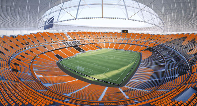 Maqueta del Nou Mestalla terminado, cuyas obras están previstas que finalicen en 2027.  | VCF