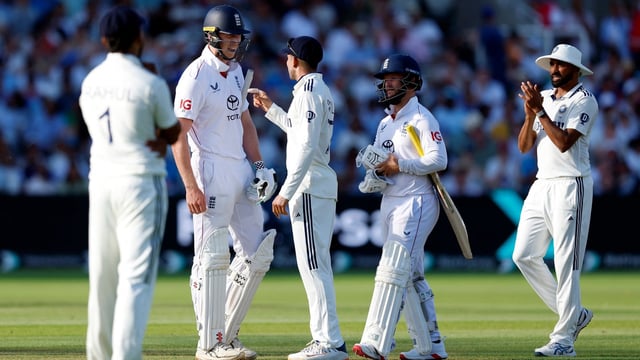 England's Zak Crawley clashes with India's Shubman Gill