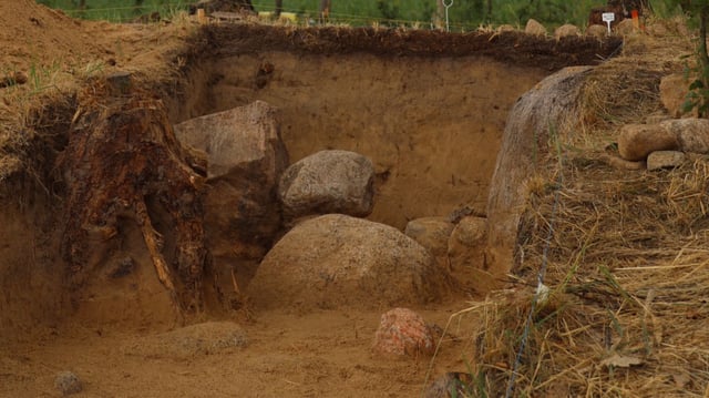 Excavation of Polish pyramid.