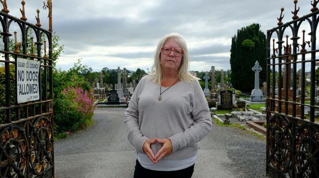 Anna Corrigan, whose brothers were born in the former Tuam mother and baby home, stands at a graveyard located just three minutes from the site. "There was this graveyard here always," she said, adding: "But instead, they threw them in a septic tank."