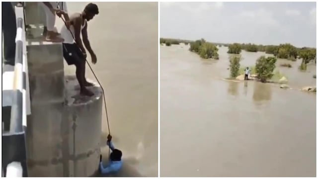 Several videos of the incident have gone viral on social media, showing how the man was rescued by locals. 