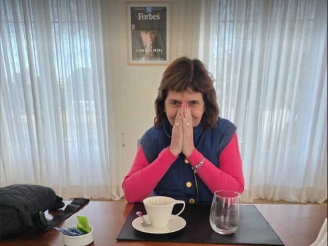 Patricia Bullrich, en el desayuno con Milei.