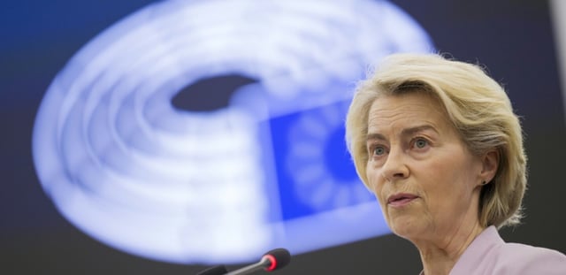 La présidente de la Commission européenne, Ursula von der Leyen, au Parlement européen à Strasbourg, le 9 juillet 2025