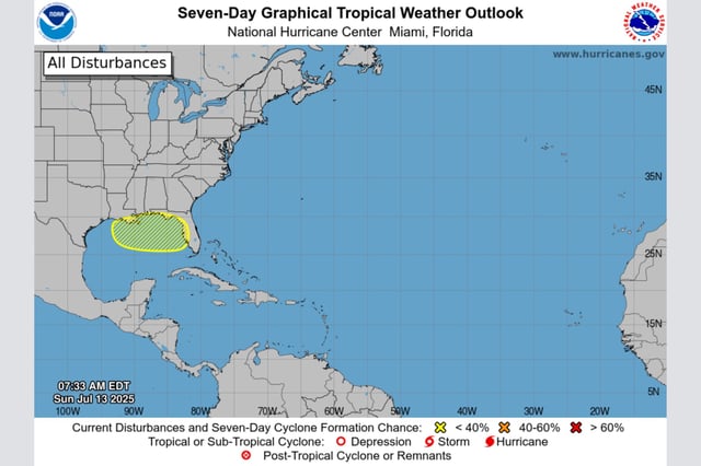 A photo of the National Hurricane Center&#39;s forecast published on July 13.