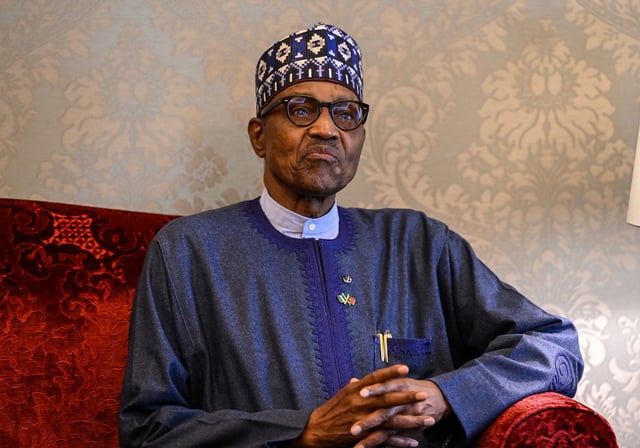 Nigeria's President Muhammadu Buhari meets with Portuguese President Marcelo Rebelo de Sousa (not seen) in Belem Presidential Palace at the beginning of his State Visit to the country on June 30, 2022, in Lisbon, Portugal. Nigeria's President Muhammadu Buhari is on a two-day State Visit to Portugal at the invitation of the Portuguese President Marcelo Rebelo de Sousa.